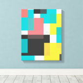 Kleurrijke, coole, trendy, geometrische vormkunst canvas afdruk (Insitu (Houten vloer))