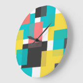 Kleurrijke, coole, trendy, geometrische vormkunst  grote klok (Hoek)