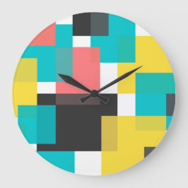 Kleurrijke, coole, trendy, geometrische vormkunst  grote klok