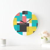 Kleurrijke, coole, trendy, geometrische vormkunst  grote klok (Huis)