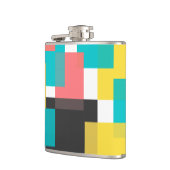 Kleurrijke, coole, trendy, geometrische vormkunst  heupfles (Links)