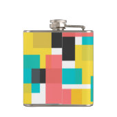 Kleurrijke, coole, trendy, geometrische vormkunst  heupfles (Achterkant)