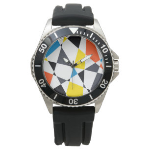 Kleurrijke, coole, trendy, moderne geometrische vo horloge