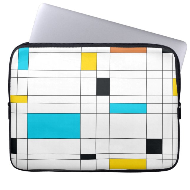 Kleurrijke, coole, trendy, moderne illustratiekuns laptop sleeve (Voorkant)