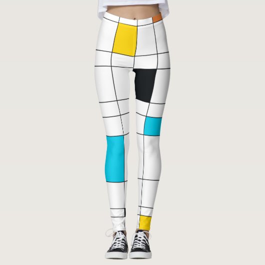 Kleurrijke, coole, trendy, moderne illustratiekuns leggings (Voorkant)
