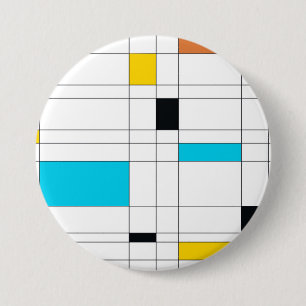 Kleurrijke, coole, trendy, moderne illustratiekuns ronde button 7,6 cm