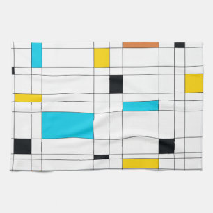 Kleurrijke, coole, trendy, moderne illustratiekuns theedoek