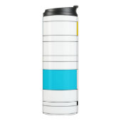 Kleurrijke, coole, trendy, moderne illustratiekuns thermosbeker (Gedraaid links)