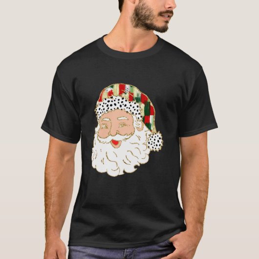 Kleurrijke Coquette Bow Santa Claus Face Christmas T-shirt (Voorkant)