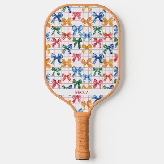 Kleurrijke Coquette Bows & Stripes Pickleball Padd Pickleball Paddle (Voorkant)