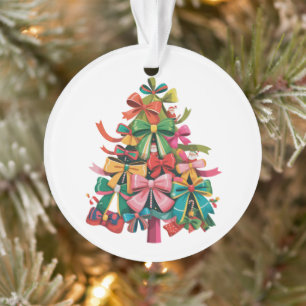 Kleurrijke Coquette Kerstboom Preppy Roze Kerstmis Ornament