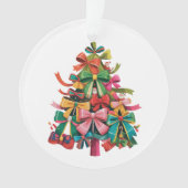 Kleurrijke Coquette Kerstboom Preppy Roze Kerstmis Ornament (voorkant)