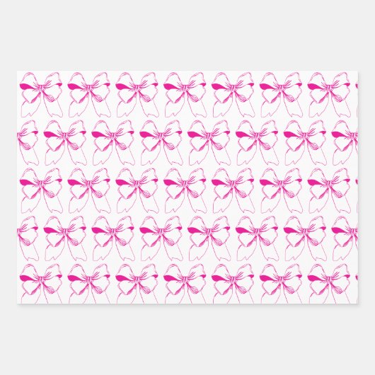 & Kleurrijke Coquette Pastel & Hete Roze Bogen Inpakpapier Vel (Voorkant)