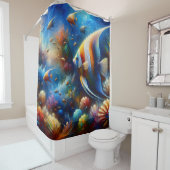 "Kleurrijke Coral Reef Angelfish Art" Douchegordijn (In situ)