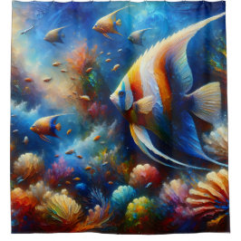 "Kleurrijke Coral Reef Angelfish Art" Douchegordijn