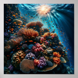 Kleurrijke Coral Reef Ocean Onderwater Scene Poster