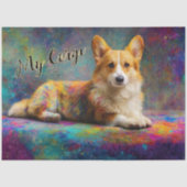 Kleurrijke Corgi-abstracte personalisatie Tissuepapier (Voorkant)