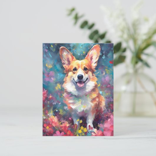 Kleurrijke Corgi Briefkaart (Staand voorkant)