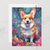 Kleurrijke Corgi Briefkaart (Voorkant / Achterkant)