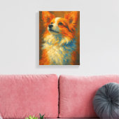 Kleurrijke Corgi Hond Schilderen in penseelstreeks Canvas Afdruk (Insitu (Woonkamer))