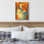 Kleurrijke Corgi Hond Schilderen in penseelstreeks Canvas Afdruk (Insitu (Slaapkamer))