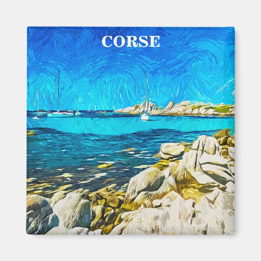 Kleurrijke Corsica Corse Illustratie Schilderij Magneet (Voorkant)