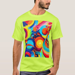 Kleurrijke Cosmic Chaos schilderij T-shirt
