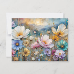 Kleurrijke Cosmos Bloem bladeren en lucht Briefkaart