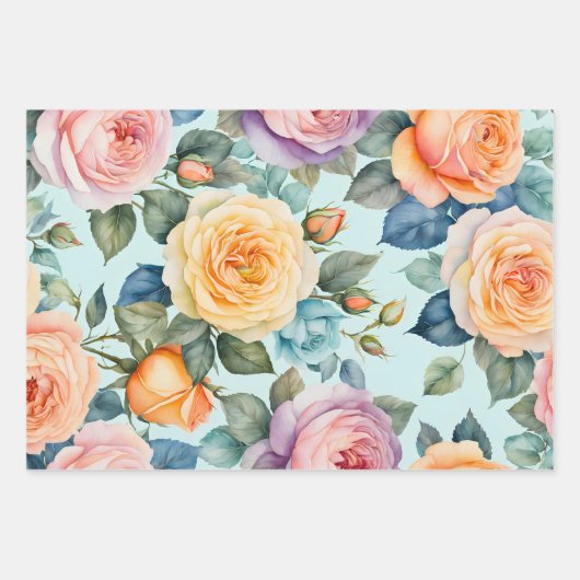 Kleurrijke Cottage Flowers Wrapping Paper Sheets (Voorkant 3)