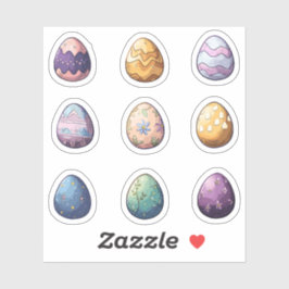 Kleurrijke Cottage Paasei Set Sticker