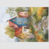 KLEURRIJKE COUNTRY COTTAGE DECOUPAGE WEEFSELPAPIER TISSUEPAPIER (Voorkant)