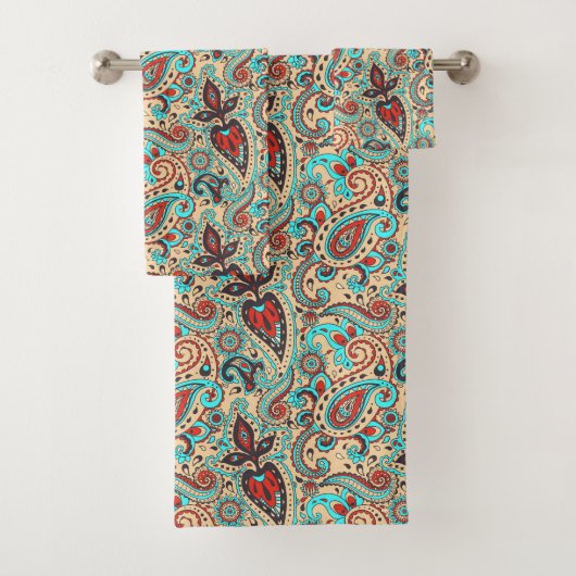 kleurrijke Country paisley tegelpatroon Bad Handdoek (Insitu)