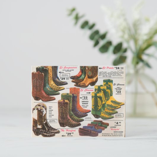  Kleurrijke Cowboy Laarzen & Moccasins Briefkaart (Staand voorkant)