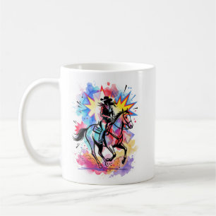 Kleurrijke Cowgirl Paard Watercolor Pop Art Koffiemok