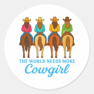 Kleurrijke Cowgirls Western Bachelorette Feest Ronde Sticker