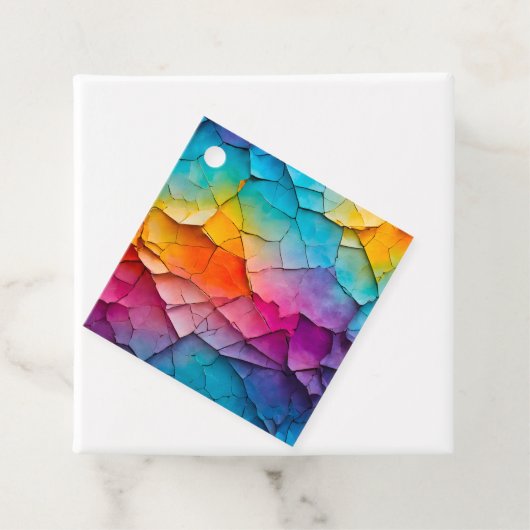 Kleurrijke Crackle Paper Art Gift Labels (In situ)