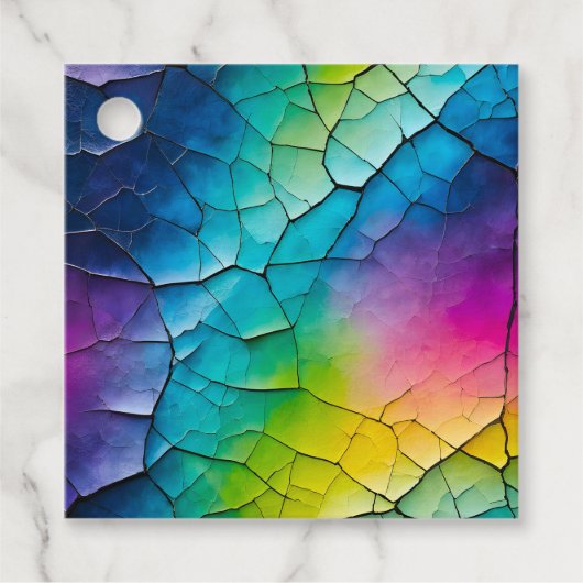 Kleurrijke Crackle Paper Art Gift Labels (Voorkant)