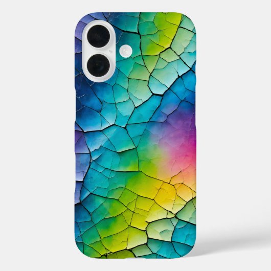 Kleurrijke Crackle Paper Art iPhone Case (Achterkant)