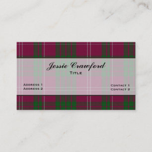 Kleurrijke Crawford Family Tartan Schotland Geruit Visitekaartje