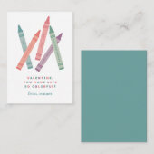 Kleurrijke Crayons Classroom Valentijn Kaart (Voorkant / Achterkant)