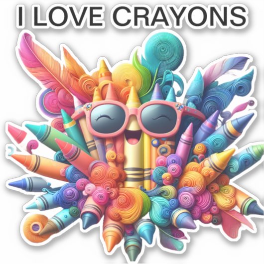 Kleurrijke Crayons Custom-Cut Vinyl Sticker (Voorkant)