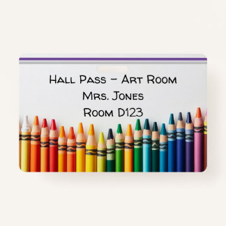 Kleurrijke Crayons Hall Pass Badge