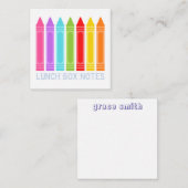 Kleurrijke Crayons Lunchnotities Informatiekaartje (Voorkant / Achterkant)