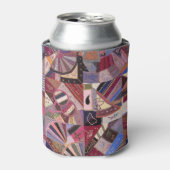 Kleurrijke Crazy Quilt Blikjeskoeler (Blikje Voorkant)