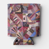 Kleurrijke Crazy Quilt Blikjeskoeler (Voorkant)