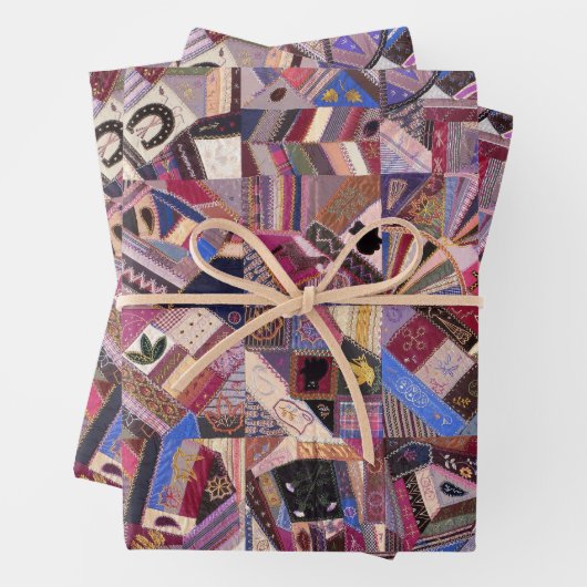 Kleurrijke  Crazy Quilt Inpakpapier Vel (In situ)