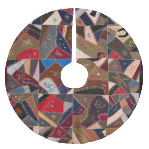 Kleurrijke crazy quilt kerstboom rok