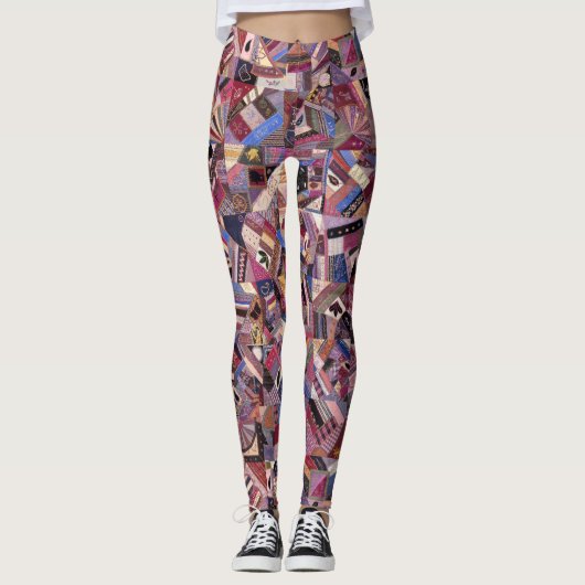 Kleurrijke Crazy Quilt Leggings (Voorkant)