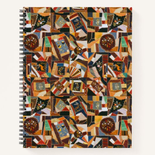 kleurrijke Crazy Quilt Notitieboek (Voorkant)
