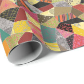 Kleurrijke Crazy Quilt Patchwork Patroon Cadeaupapier (Rol Hoek)